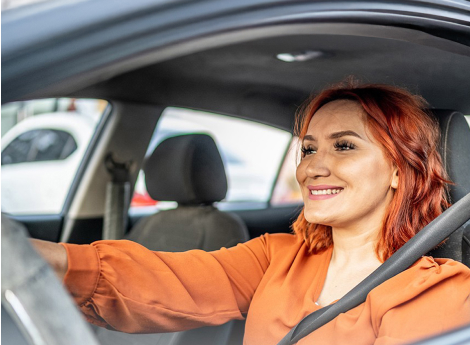 Woman driving a car