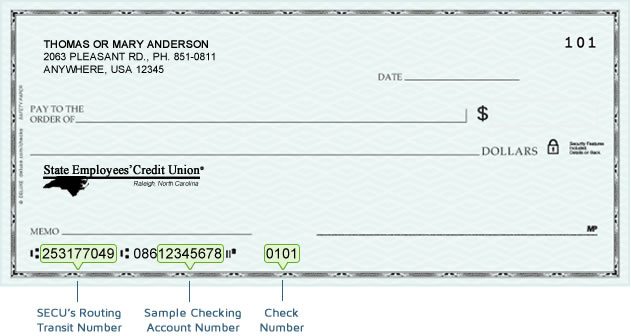 Routing Number and Account Number