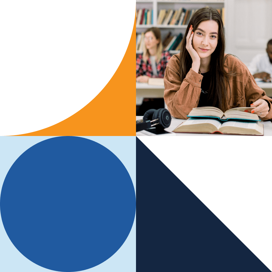 young girl at desk studying