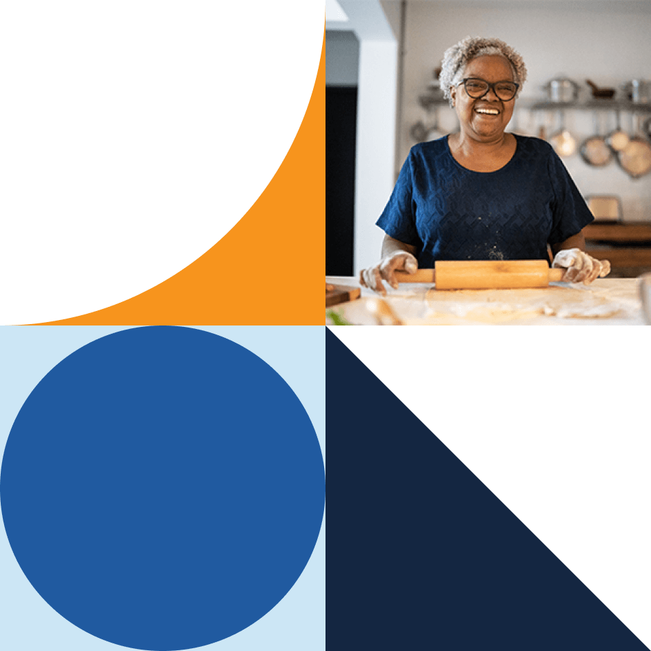 elderly woman with rolling pin