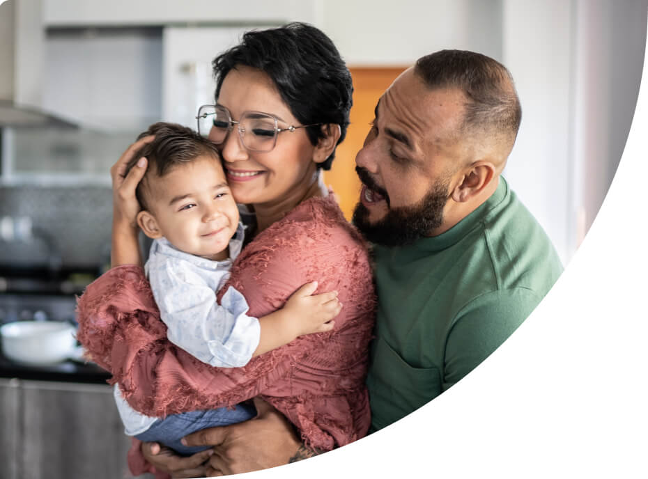 happy family in kitchen