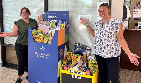 Employees showing donations