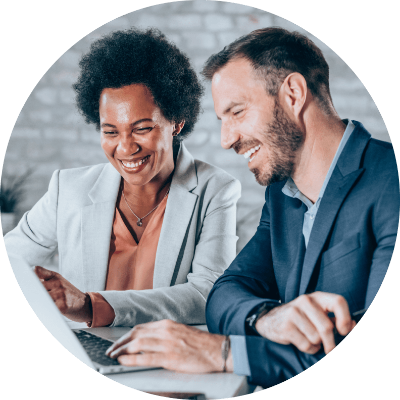 Man and women discussing finances