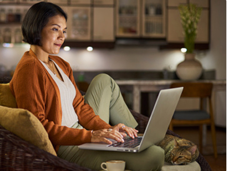 Lady on laptop at home